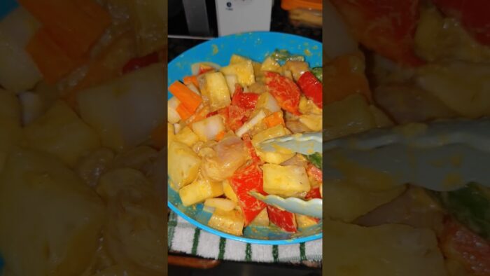 Probando cosas en la freidora de aire/ Pollo a la piña 🍍 #familiad5 #cocina 😋