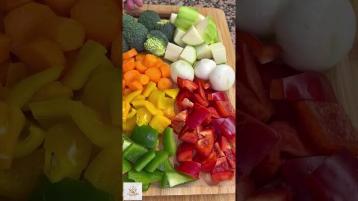 Verduras salteadas en freidora de aire #airfryer #freidoradeaire #recetassaludables