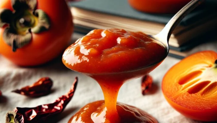 Salsa de caqui y chipotle para acompañar carnes