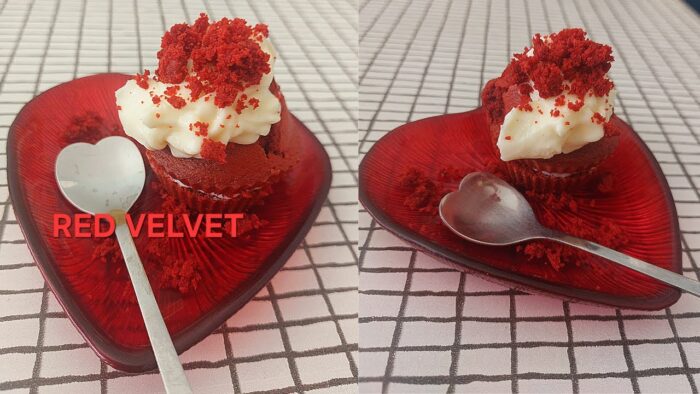 🧁CUPCAKE RED VELVET CON FROSTING DE QUESO / AIRFRYER – San Valentín❤️ #freidoradeaire #sanvalentin