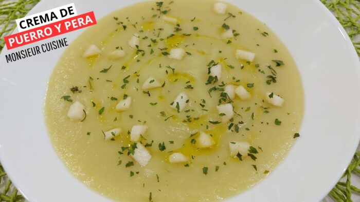 Crema de puerros y pera en Monsieur Cuisine y Thermomix