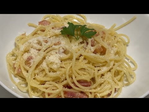 Espaguetis Carbonara en Monsieur Cuisine y Thermomix ¡Receta tradicional, sin nata! 😋😋😋