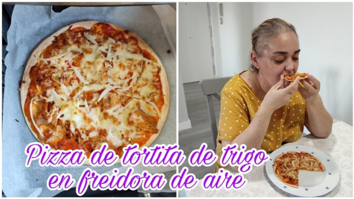 Pizza de tortita de trigo en freidora de aire//Vais a flipar 😳