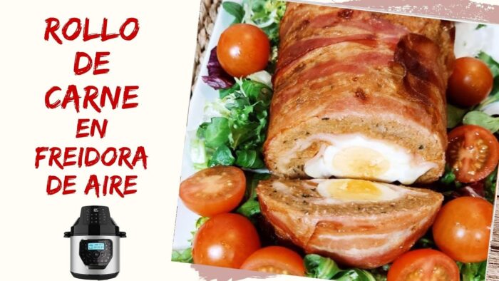 💚 ROLLO de CARNE picada rellena EN FREIDORA DE AIRE o en el HORNO ¡Delicioso! 😋