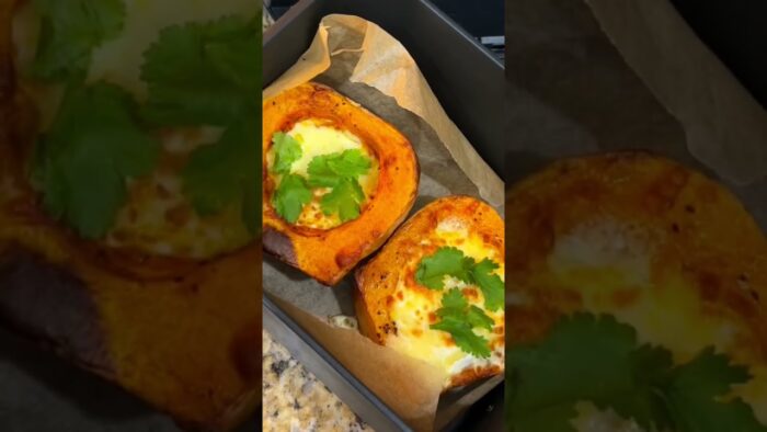 Air fryer recipe | butternut squash with egg and cheese