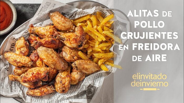 {Alitas de pollo crujientes} y tiernas por dentro en freidora de aire y sin aceite