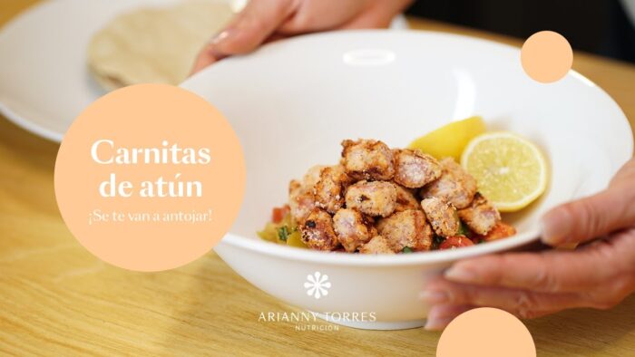 Carnitas de atún en freidora de aire · Receta saludable · Con harina de coco