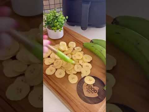 Como hacer chips de plátanos en freidora de aire [TUTORIAL/RECETA] #shorts #tendencias
