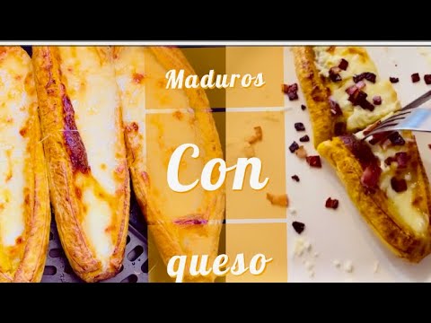 Comó preparar plátanos maduros con queso mozzarella y tocino en la freidora en casa