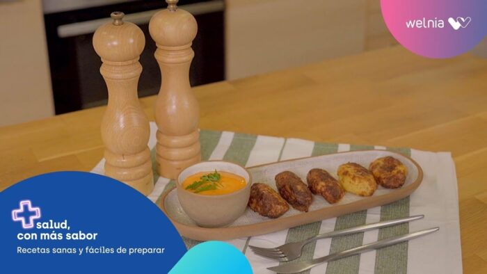 Croquetas de bacalao en freidora de aire con mayonesa de pimientos | Welnia