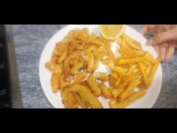 Rabas con patatas en freidora de aire