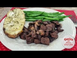 Receta de CARNE CON CHAMPIÑONES EN FREIDORA DE AIRE,  rica y fácil de hacer!