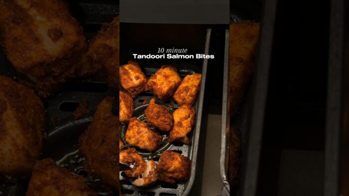 Tandoori salmon bites – full recipe in caption! #indiancooking #indianfood #indian #fish #airfryer