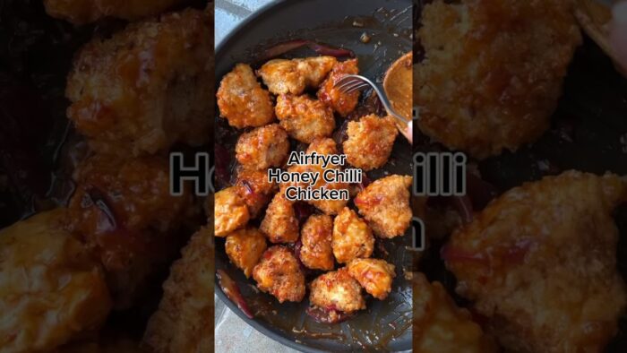 Airfryer Honey Chilli Chicken ✨ my most viral recipe I’ve ever shared! #airfryer #chillichicken #yum