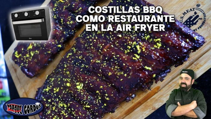 Costillas BBQ como restaurante en la airfryer (Freidora de aire) | Porque gordos