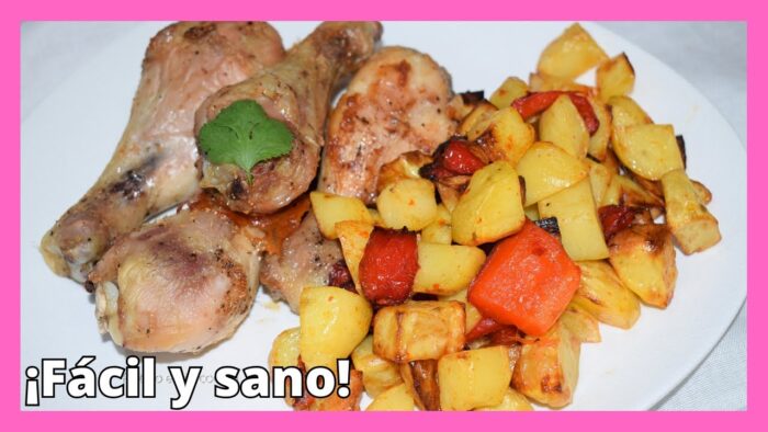 POLLO CON PATATAS en freidora de aire 🍗🍟 Receta Fácil y Saludable