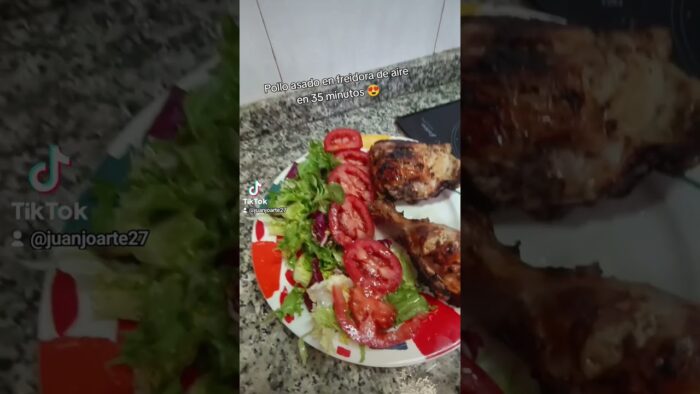 Pollo asado en freidora de aire 😍 #chikenrecipe #shortsyoutube #polloasado #comidacasera #pollo
