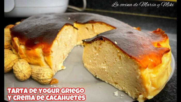TARTA DE YOGUR GRIEGO Y CREMA DE CACAHUETES En Airfryer 😋