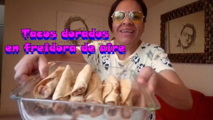 Tacos dorados en freidora de aire