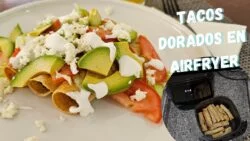 Tacos dorados saludables y muy crujientes en freidora de aire. #tacosdoradosdecarne #airfryer