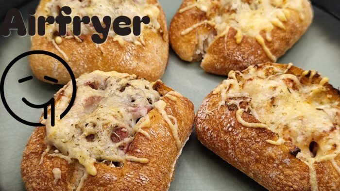 CENA RÁPIDA EN FREIDORA DE AIRE|| Bollitos rellenos 🧀🥖