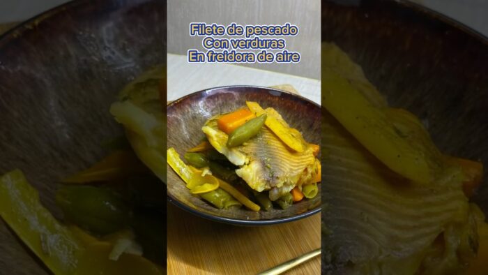 Como hacer filete de pescado con verduras en freidora de aire #pescado #freidoradeaire #almuerzo