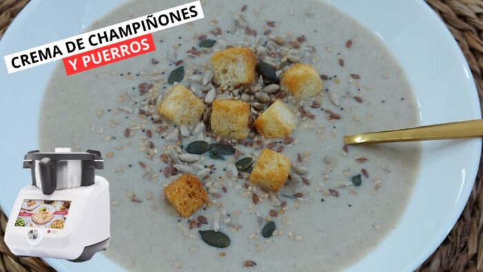 Crema de champiñones y puerros en todas las Monsieur Cuisine y Thermomix