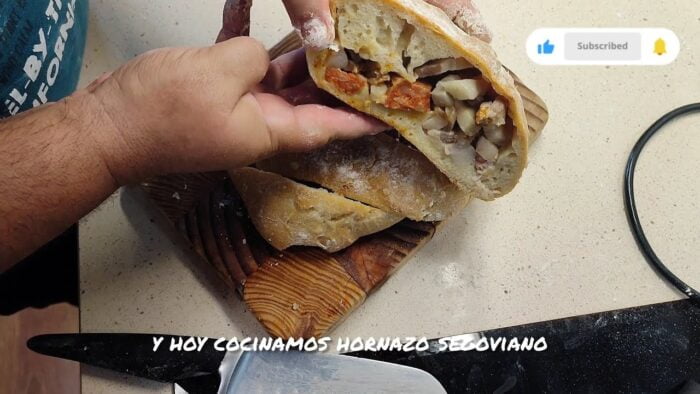 HORNAZO SEGOVIANO , PAN RELLENO DE LOMO PANCETA Y CHORIZO. EN THERMOMIX ACABADO EN HORNO