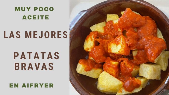 LAS MEJORES PATATAS BRAVAS poco aceite receta SALUDABLE FREIDORA DE AIRE / #AIRFRYER (Recetas 2022)
