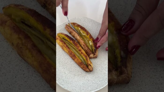 Maduros con queso y tocineta en freidora de aire 👌 #recetafacil #freidoradeaire #tocineta