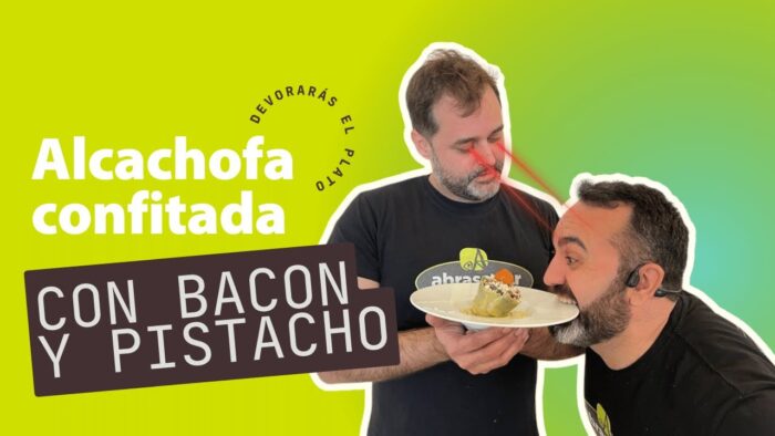 Receta de Alcachofa con pistacho y beicon ibérico con yema sorpresa