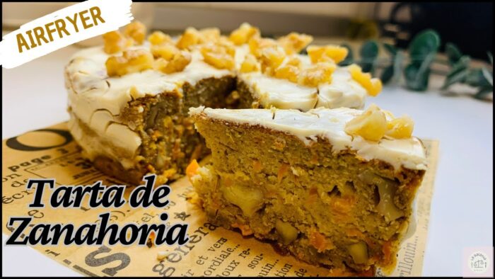 TARTA DE ZANAHORIA EN FREIDORA DE AIRE! – CARROT CAKE EN AIRFRYER! Postres Saludables – Día #4