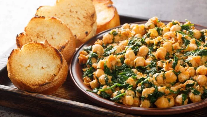 Receta rápida de espinacas con garbanzos en thermomix