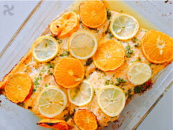 Salmón asado con cítricos