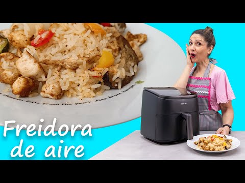 ✅ALMUERZO o CENA fácil, económica y rápida #freidoradeaire : Pollo🍗con arroz y verduras #cosori