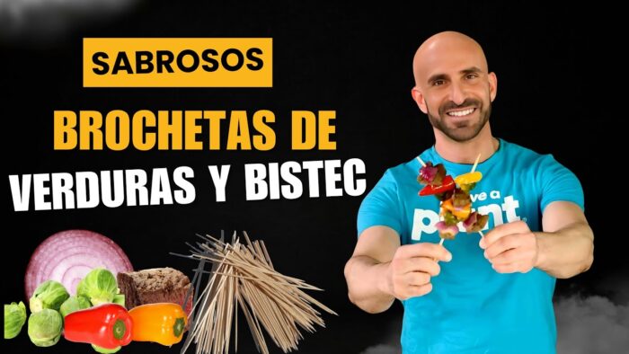 Brochetas de Verduras Marinadas y Bistec en la Freidora de Aire