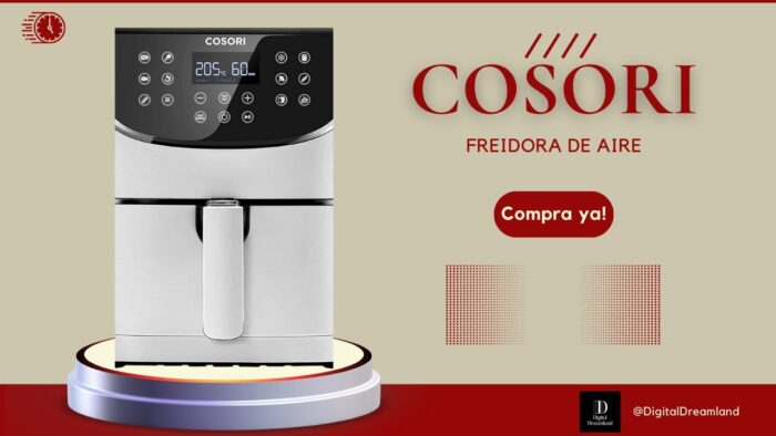 COSORI Freidora sin Aceite 5.5 L freidora de aire con 100 recetas en español,  pantalla LED táctil