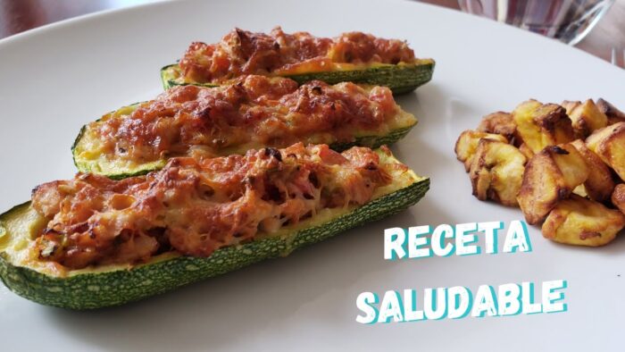Calabacitas rellenas gratinadas en freidora de aire. #recetafacil #airfryer #recetasaludable
