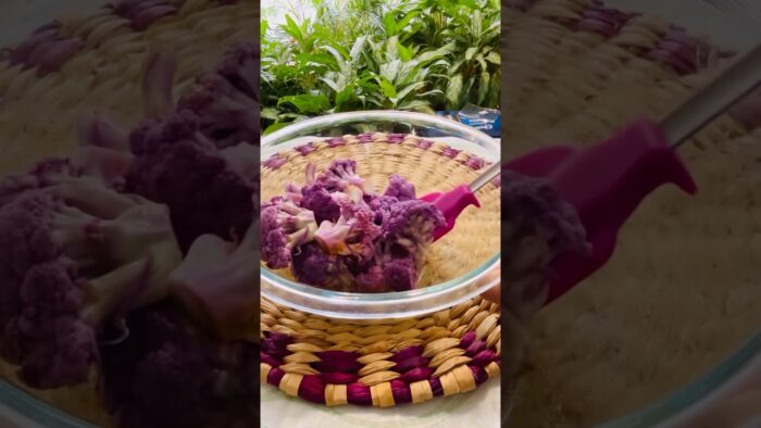 Coliflor morada con queso en freidora de aire #deliciosa #receta