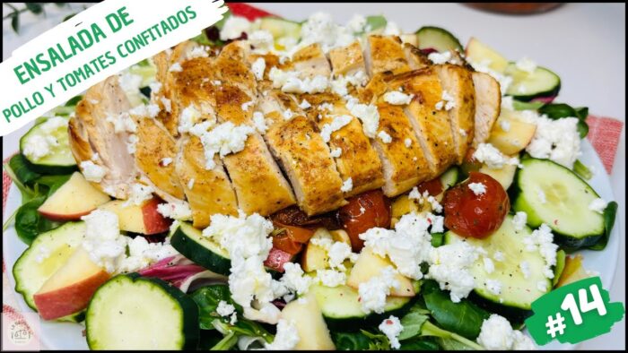 ENSALADA DE POLLO Y TOMATES CONFITADOS! – Lista en 10 minutos! Recetas de ensaladas – Día #14