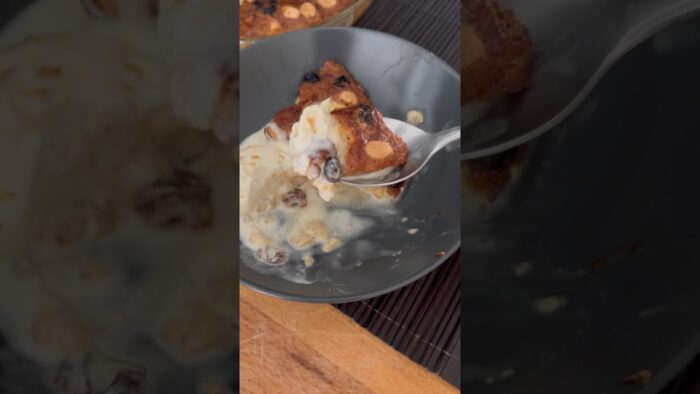 Pudín de Pan con leche de coco en Freidora de Aire