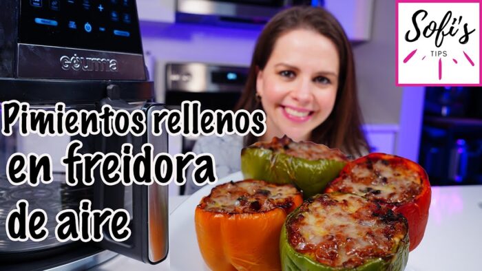 Receta fácil y rápida Pimientos Morrones Rellenos de Carne y Queso 🧀🫑 en freidora de aire Gourmia