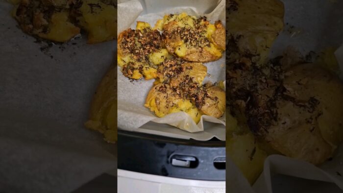Patatas aplastadas en la freidora de aire #patatas #freidoradeaire
