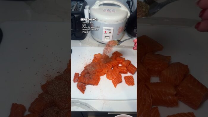 Salmón en air fryer🥰👩🏽‍🍳 #shorts #salmonrecipes #healthyfood #recetas #comidasaludable