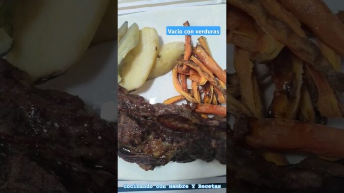 🥩🥩Vacio con verduras 🥩🥩 cocinado por 20′ en freidora de aire #cocina #comida #comida