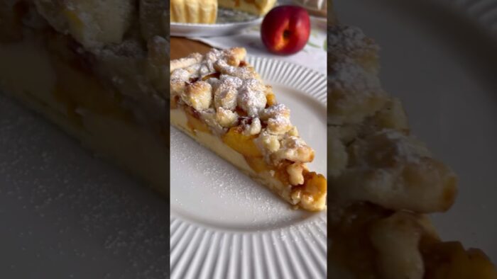 Zimt-Nektarinen Tarte mit Vanillepudding und Butterstreusel #baking #thermomix #recipe