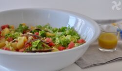 Ensalada de sandía y patata con vinagreta de naranja