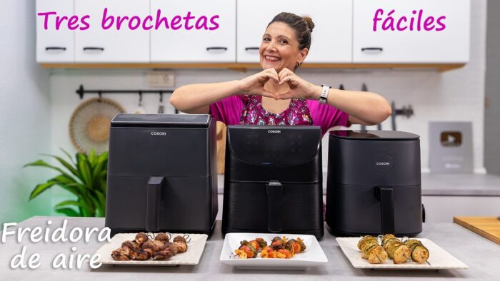 ✅3 RECETAS de brochetas 🍗 🦐 🐖en #FREIDORADEAIRE ESPECTACULARES 😎 #cosori