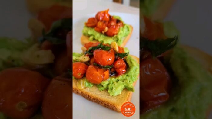 Receta de tostadas con tomates asados y aguacate en la freidora de aire 🥑🍅 #airfryerrecipes #recetas