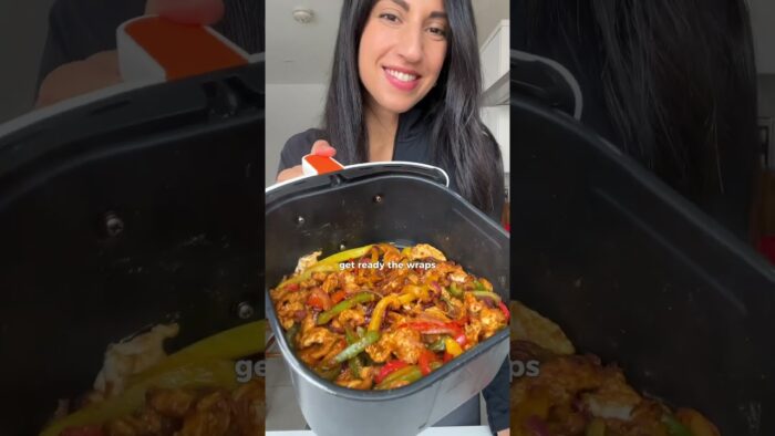 receta de como hacer las mejores fajitas de pollo en Freidora de aire #nutricion #shorts #weneat